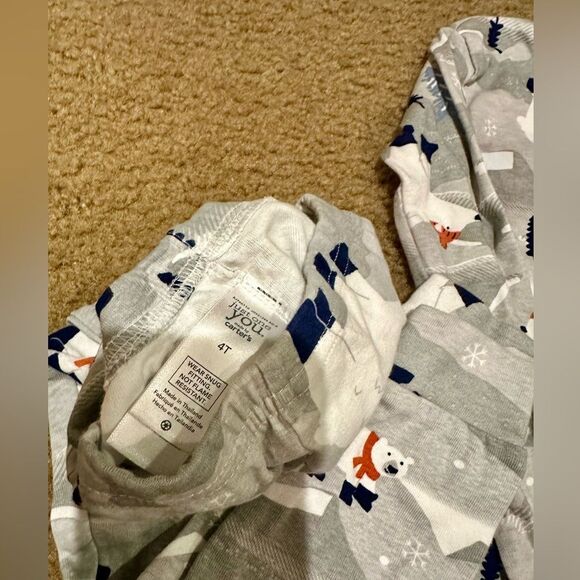 NWOT Carters Winter Theme 2 Piece Pant/Top PJs Size 4 - Picture 4 of 6
